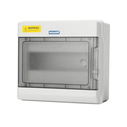 Mollom 9 Way Power Distribution Box with Bus Bars and Din Rail for Miniature Circuit Breaker MCB, Waterproof IP66.Padlock Available for Indoor and Outdoor Use