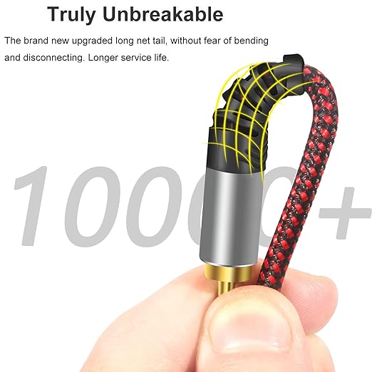 Tiierzon RCA Cable 25Ft,2Rca Male to 2-RCA Male Audio Stereo Subwoofer Cable [Hi-Fi Sound] Nylon-Braided Auxiliary Audio Cord for Home Theater, HDTV, Amplifiers, Hi-Fi Systems,Speakers and etc (25Ft)