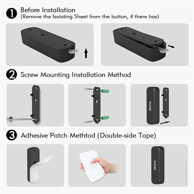 SECRUI Door Chime, Door Sensor Chime with Adjustable Volume, Easy Installation, 400ft Range, 52 Chimes, M508+D7 Door Open Chime for Business/Home When Entering, Black