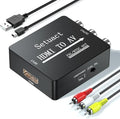 Setuact HDMI to AV Converter, HDMI to RCA Converter, Supports PAL/NTSC for Apple TV, Roku, Fire Stick, Blu-ray, DVD Player, Older TV, Projector, (with Male RCA Cables)