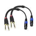 2Pack 6.35mm Dual TRS to XLR Female Cable for Microphone, Mixer, Amplifier, 1.5 FT, Dual 1/4 Male to XLR Audio Cable, Y Splitter Patch Cord, 3-PinXLR to Dual 1/4 TRS Male Converter Adapter Cable