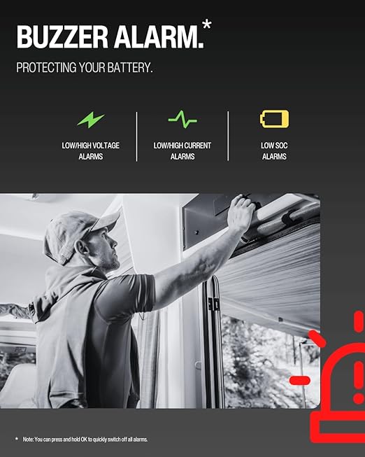 LNEX 500A Battery Monitor with Shunt, 3.5" Color Screen RV Monitor with 16ft Cable, Support High Low Voltage Current Programmable Alarm for 8-120V Lifepo4, Lithium, Gel, Flooded Battery