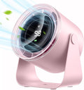 WSKEN Desk Fan with Battery Operated, Quiet Digital Display Portable Fan for Office, Bedroom, Kitchen, Home, Outdoor, 100 Speeds 115° Tilt Small Travel Camping Table Fan, Pink