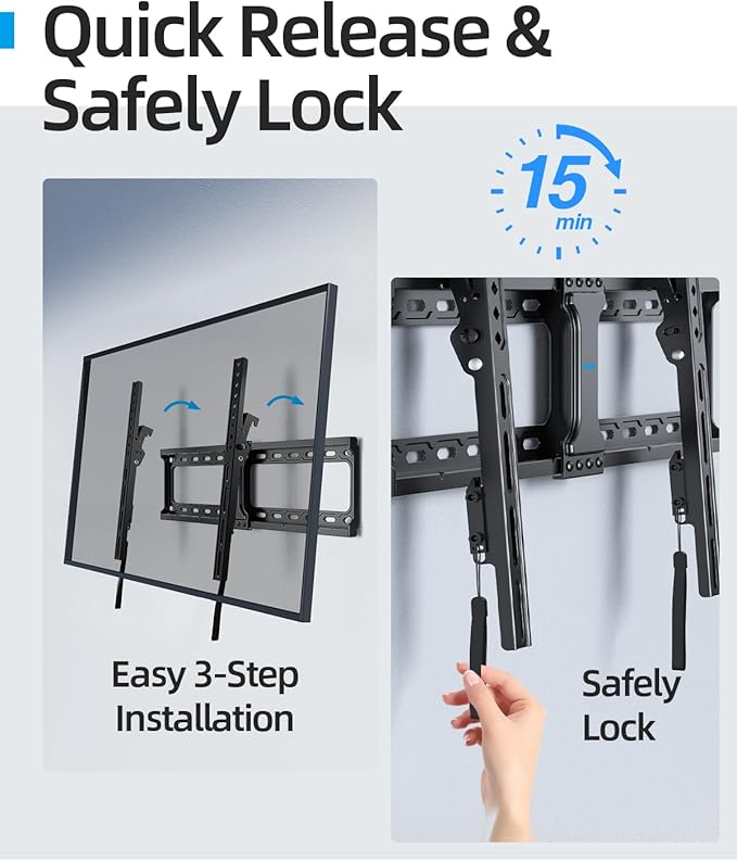 Tilt TV Wall Mount Fits 16-24" Studs, Holds 37-82" TVs up to 132 lbs, Max VESA 600x400mm - by USX STAR