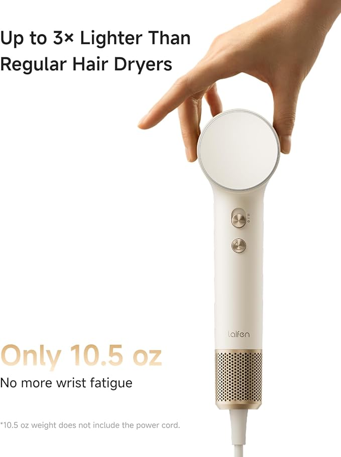 Laifen MINI Hair Dryer, Lightweight and Compact High Speed 200M Ionic Blow Dryer with 110, 000 RPM Brushless Motor for Fast Drying, Low Noise, Hairdryer with Magnetic Nozzle, Child Mode