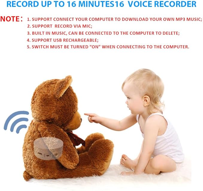 JRGKJCP 16 Minutes Voice Recorder, Record Custom Message for Crafts, Stuffed Bear, Baby Doll, and Pillow (2Pack + White)