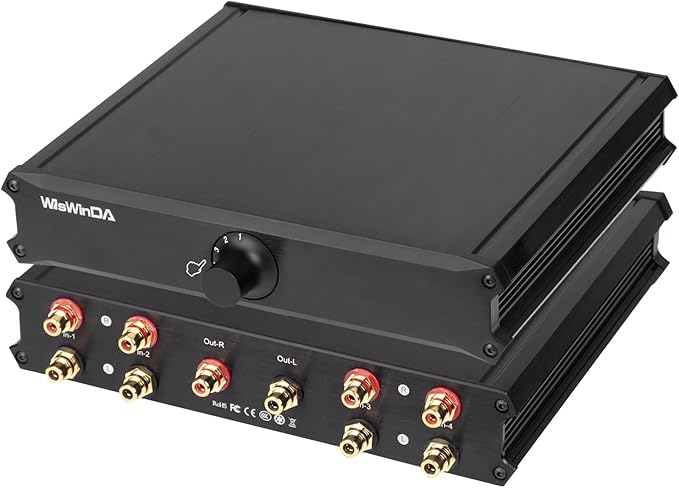 4-in 1-Out Pro RCA Audio Switch Box Audio Converter 4 Channels 1-in 4-Out HiFi Stereo Passive Audio Selector Switcher Box Aluminum Shell Quality RCA Connectors (4-IN-1-OUT)