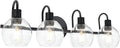 WINSHEN 4-Lights Contemporary Bathroom Light Fixtures Over Mirror with Seeded Globe Glass Shades, Black Rustic Vanity Wall Lighting for Bedroom Dressing Cabinet