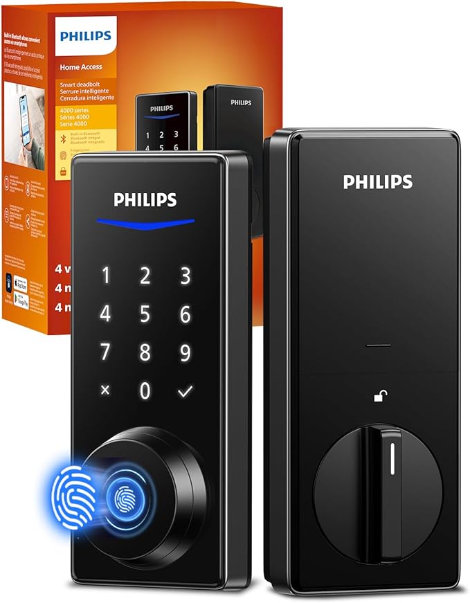 Philips Fingerprint Smart Lock, Keyless Entry Door Lock, Smart Door Locks for Front Door, Keypad Deadbolt, APP Control, 9-Month Long Battery