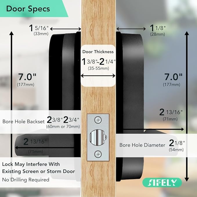 Fingerprint Smart Door Lock with Handle & Keypad – Built-in WiFi Remote Access, Keyless Entry for Front Door, Home & Airbnb, App Control, Compatible with Alexa & Google, Easy DIY Install