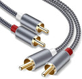 Goalfish RCA Cable, 4FT RCA Audio Cable [Shielded, Nylon Braided] Stereo 2RCA to 2RCA Male to Male Cord for Speaker, Subwoofer, Home Theater, HDTV, Amplifiers, Hi-Fi Systems, Car Audio-Grey