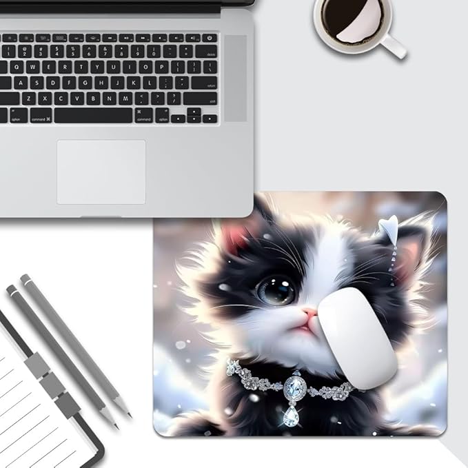 Cute Cat Square Mouse pad, Texture, Waterproof, Anti Slip Rubber Base, Computer Mouse pad, Laptop Mouse pad