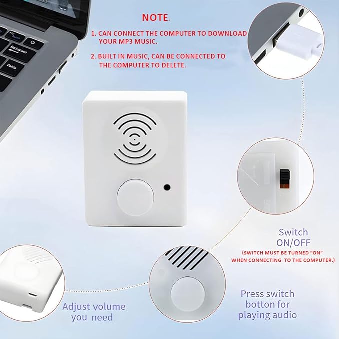 XLW 16 Minutes Voice Recorder for Stuffed Animals,Voice Box for Recordable Presents Button Sound Box for Crafters, Hobbyists, Stuffed Animals,School Presentations,Personalized Items,etc-White-2P