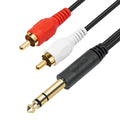 SiYear Gold-Plated 6.35mm 1/4 inch Male TRS Stereo Plug to 2 RCA Phono Male Audio Y Splitter Cable,Connector Wire Cord Plug (1.5M)