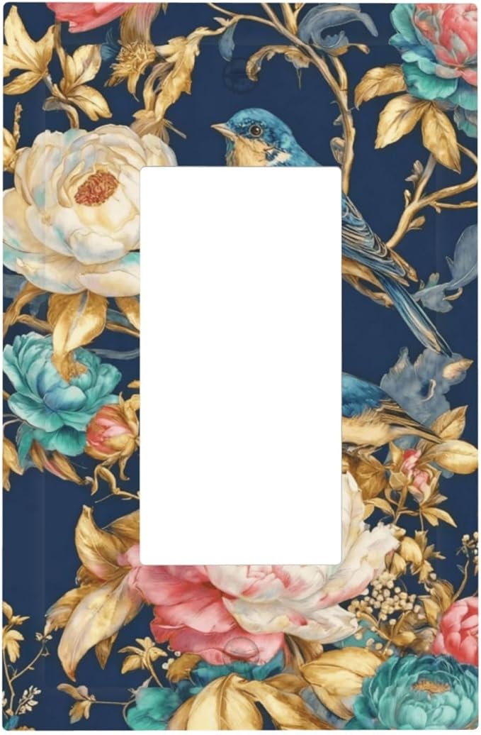 Bvtewkhz Floral Birds Morris 1 Gang Single Rocker Decorative Outlet Covers Light Switch Plate Electrical Receptacle Switchplate For Bathroom Kitchen Bedroom