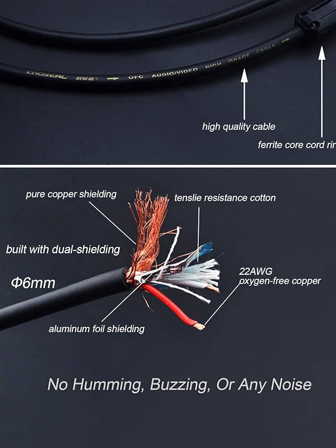 JORZOR Audiophile RCA to 2RCA Subwoofer Cable,1 RCA Male to 2 RCA Male Audio Cable RCA Y-Adapter,Oxygen-Free Copper,Nylon Braided Jacket (5M(16.5FT)) (RANHANG1)