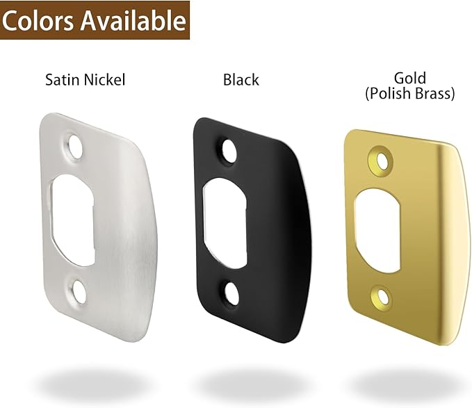MOSECYOU Standard Strike Plates with Repair Kits, Door Latch Restorer Striker with Sub-Plates and Wood Dowels, Fix Aged Strike Opening (Gold, 1 Pack)