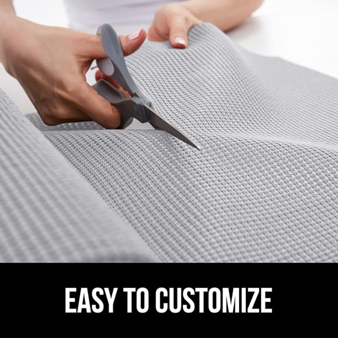 GORILLA GRIP powerGRIP Drawer Shelf and Cabinet Liner, Thick Strong Hold, Non-Adhesive Liners Protect Kitchen Cabinets and Cupboard, Bathroom Drawers, Easy Install, Breathable Mat, 12" x20' Light Gray