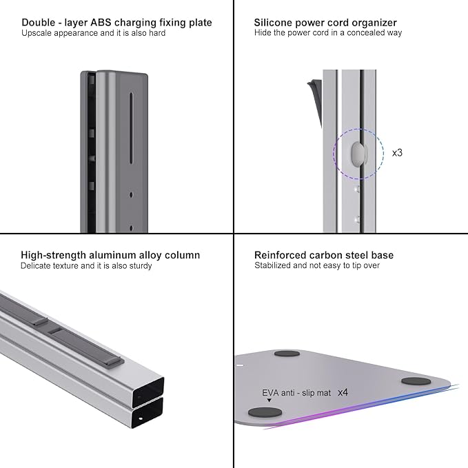 AIKOLZON Vacuum Stand for Dyson with Foldable Storage Hooks and Heavy-Duty Carbon Steel Base, No Drill Installation, Space-Saving Organizer for All Dyson Cordless Vacuums & Accessories