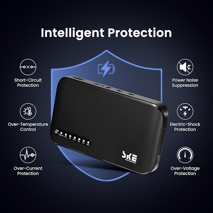Mini UPS DC 20000mAh Battery Backup & Surge Protector Uninterruptible Power Supply for Router Modem USB Type-C Mini UPS 5V/9V/12V DC20000 Plus Altair