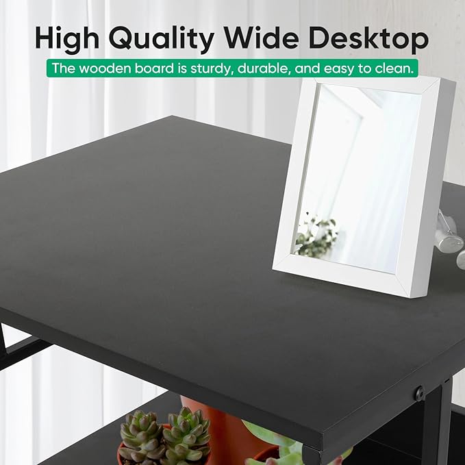 GCCSJ Large Printer Stand，3 Tier Printer Cart with Adjustable Storage Shelf，23.6 x18.9 x 29.5 inches Printer Stand for Home Office, Stands for Heat Press Scanner Fax, Industrial Style, Black