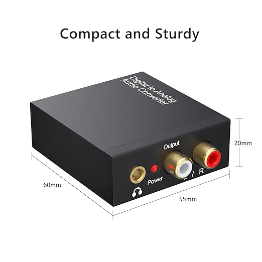DAC 192KHz Digital to Analog Audio Converter, Optical to RCA Adapter with Coaxial Cable, Toslink Optical to 3.5mm Adapter for PS4 HD DVD Home Cinema Systems