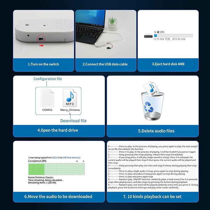 Sound Module Voice Chip,16MB Push Button Control Activated MP3 Audio Box for Gift Box,Crafts, Christmas,New Year Greeting Gifts Cards Box Support USB Download Music with Speaker.