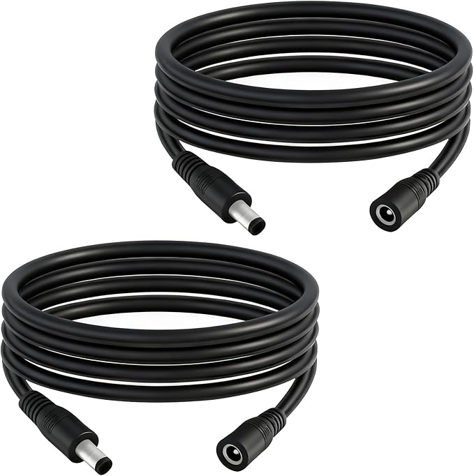 5.5mm x 2.1mm 6.5FT DC Power Extension Cable Male to Female 12V/24V 14AWG DC Connection Cable for CCTV Surveillance Camera Amplifiers LED Strip Lights Solar Panels Energy Storage Power Supply 2 pcs