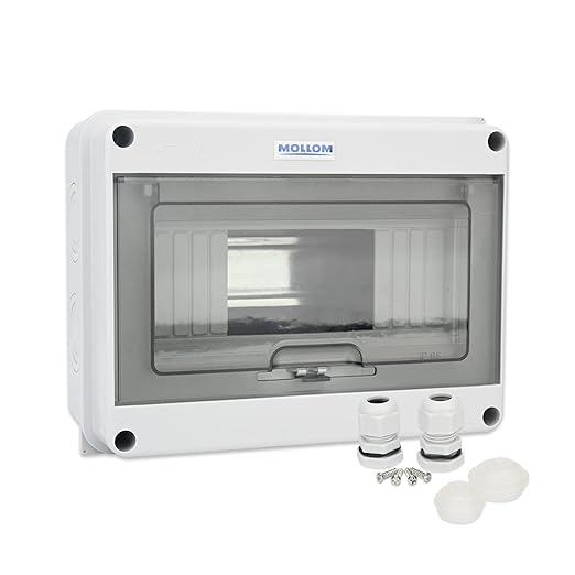 MOLLOM 8 Way Circuit Breaker MCB Distribution Protection Box with DIN Rail, IP65 Waterproof,for Indoor and Outdoor