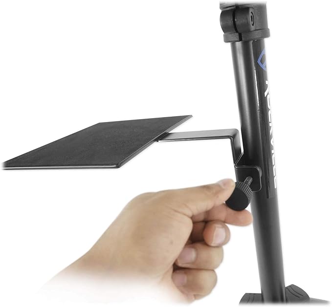 Rockville RLS68 Dual-Tray Laptop/Tablet Stand, Adjustable Height 30-51", Foldable, Portable, for DJs, Presenters, and Musicians