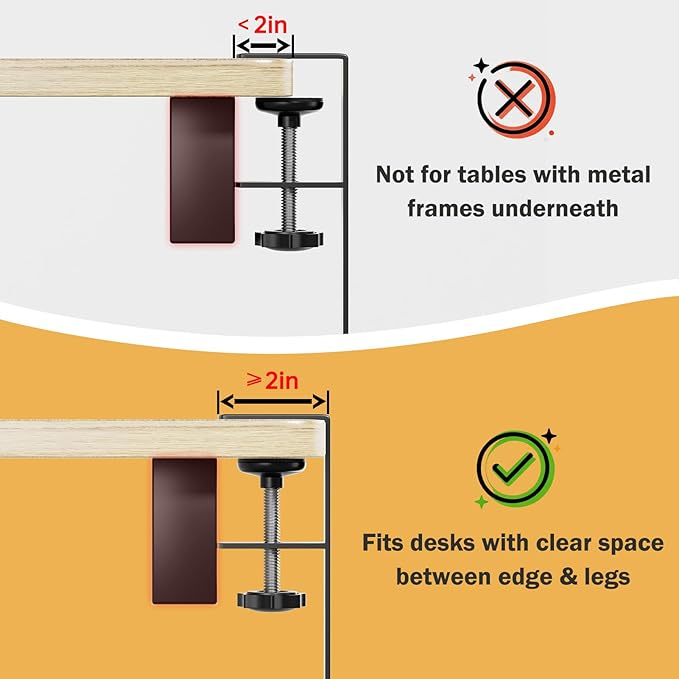 DELAMU Under Desk Cable Management Tray - Cable Management Tray No Drill with F-Clamp Design, Metal Mesh Cord Organizer, Sturdy Wire Organizers for Cords for Home Office Standing Desk, Black