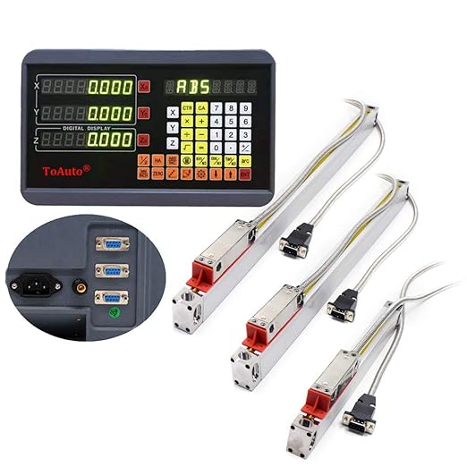 FASTTOBUY 3 Axis Digital Readout 4"+20"+40" DRO Display 5um Precision Linear Scale Encoder 100mm+500mm+1000mm for CNC Wire Milling Cutting Machine