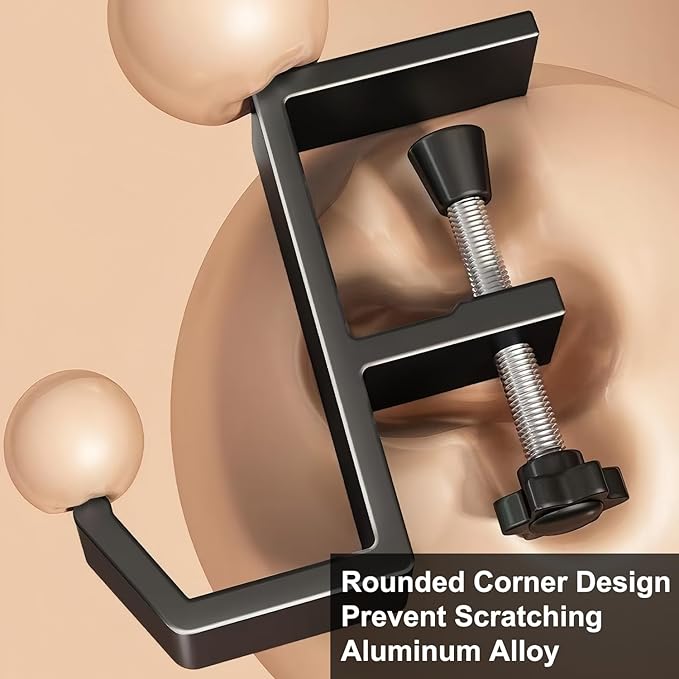 JAKO Headphone Stand - Aluminum Alloy Headphone Holder, Under Headset Stand for Desk Fit for PC Gaming Headset Hanger Hook Suitable for Office, Computer, Student Class Desk, Handmade Creator Table