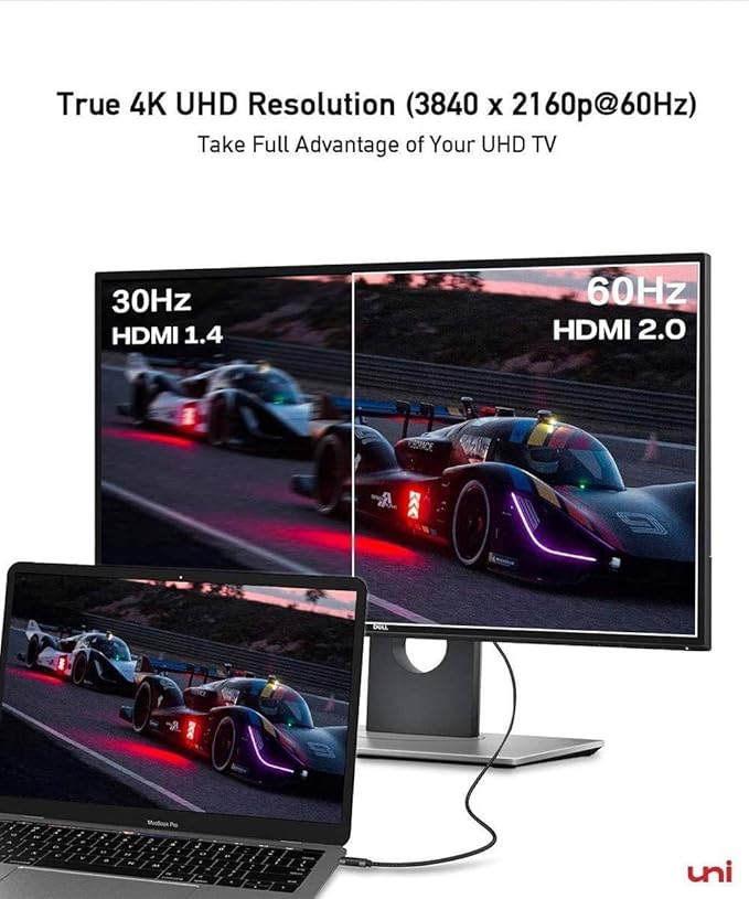 uni USB C to HDMI Cable 10ft 4K@60Hz, Sturdy Aluminum USB Type-C to HDMI Cord, (Thunderbolt 3/4 Compatible) with Samsung S8-S23, MacBook Pro/Air2023, iPad Pro/Air 4, iPhone 15 Pro/Max, Chromebook