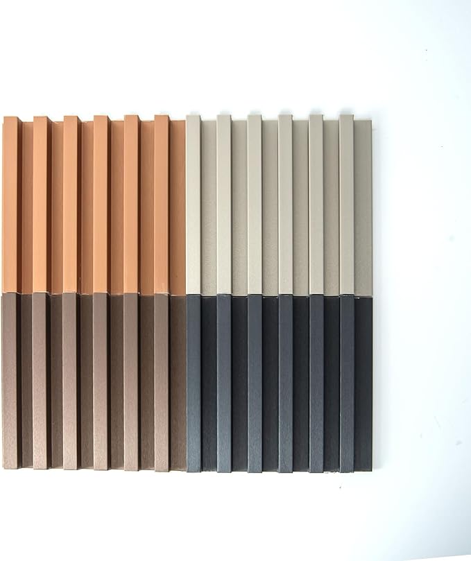 Art3dwallpanels Slat Wall Paneling, 4 Pack Glossy Metal Finish WPC Soundproof 3D Wall Panels for Interior Wall Decor, Fluted Textured Panel Wall Slats, Sample