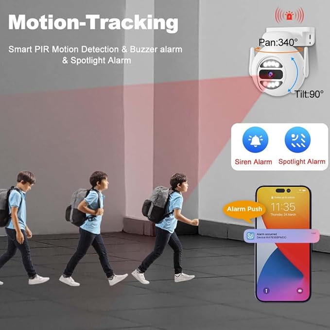 [Auto Tracking Alert 360° PTZ & 2-Way Audio] 8CH Plug&Play Wireless Cameras for Home Security, 4x1920P 5MP IP67 IR&Full Color Night Vison AI Motion Detection, 1TB HDD 24/7 Recording Remote Control