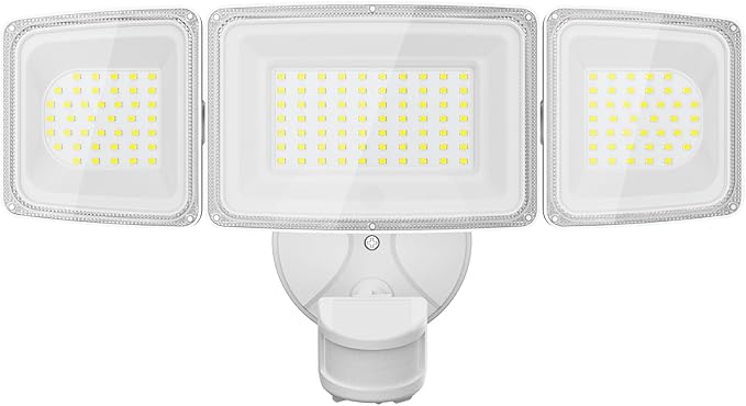 Onforu 100W LED Security Lights Motion Sensor Light Outdoor, 9000LM Ultra Bright, 6000K, IP65 Waterproof Flood Light Motion Detector with 3 Head, Exterior Floodlight Wall Light for Entryway, Garage