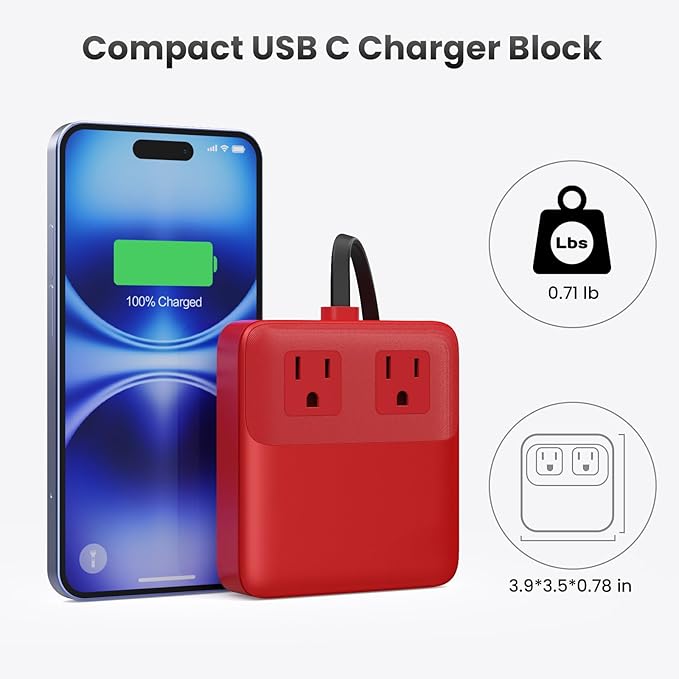 135W Charging Station USB C Power Strip,6-in-1 GaN USB C Charger Block with Plug &5ft Cord,2 AC,2 USB-A,2 USB-C,PD 65W Laptop Charger for MacBook,iPhone 16/15/14,Desktop Fast Charging for Home,Office
