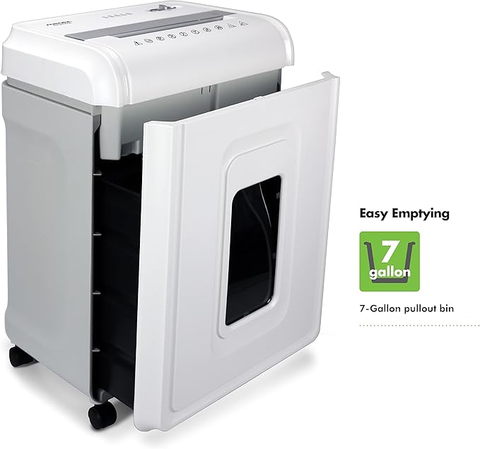 Aurora Heavy Duty Anti-Jam 24-Sheet Crosscut Shredder/40 Min Run Time/ 7-Gallon Pullout Basket, White/Grey