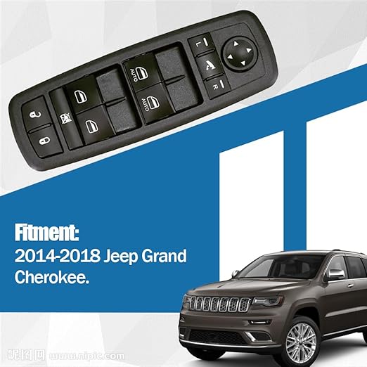 Master Power Window Control Switch Front Driver Side Fits for 2014-2018 Jeep Grand Cherokee Replaces 68184803AA 68184803AB 68184803AC