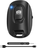 VYVIYON Bluetooth Camera Remote Shutter for iPhone and Android Smartphones, Rechargeable Wireless Phone Remote Control,Selfie Button for Photos and Videos, Charging Cable Included-Black
