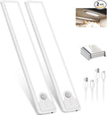 Pak 16 Inch Under Counter Cabinet Lighting, 83 LED Battery Operated Motion Sensor Light, Dimmable Closet Lights, USB Rechargeable, Wireless Magnetic Under Counter Light for Kitchen, Bathroom, 2 Packs