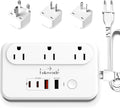 Lukwrode 220V to 110V Voltage Converter Universal Travel Adapter with 35W PD 2 Type C Port 2 USB A Port,US to Europe International Power Converter Combo Plug for Worldwide European US EU AU UK White-W