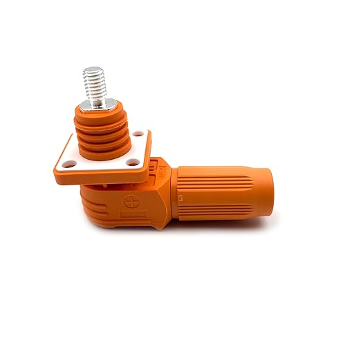 400A Battery Energy Storage Connector, 150mm² High Current Connectors IP67 Waterproof Stud Wiring Power Adapter Quick Plug Terminal Right Angle Plug and Socket （1500V Orange