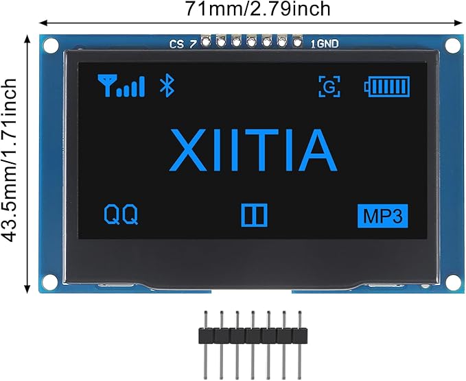 XIITIA 2pcs 2.42 inch 128x64 OLED LCD Display Module SSD1309 7 Pin SPI/IIC I2C Serial Interface for Arduino UNO R3 (Blue Light)