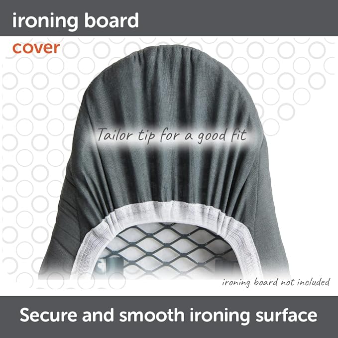 oliso Ironing Board Cover – 100% Cotton with Professional Felt Pad, Fits Standard 54" x 15" Boards – Secure Fit with Wide Elastic Edge & Adjustable Straps – Grey