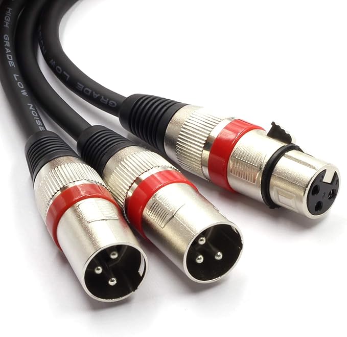 SiYear XLR Splitter Cable - XLR Female to Dual Male 3 Pin Patch Y Cable Balanced Microphone Splitter Cord Audio Adapter (50CM)