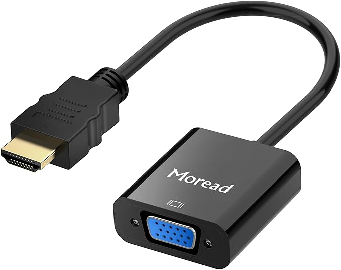 Moread HDMI to VGA, Uni-Directional Gold-Plated HDMI to VGA Adapter (Male to Female) for Computer, Desktop, Laptop, PC, Monitor, Projector, HDTV, Chromebook, Raspberry Pi, Xbox and More - Black