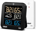 OBET Indoor Outdoor Thermometer Wireless Weather Station with 500FT Range Sensor and Adjustable Backlight Color Display Digital Temperature Humidity Monitor for House Patio