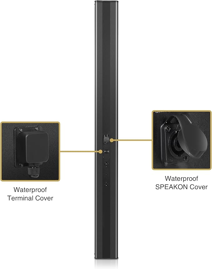 Sound Town Weatherproof Compact Aluminum Line Array Column Speaker with Wall Mount Bracket, 10 x 3 Woofers, 6 x 1.2 Dome Tweeters, Black, for Church, Indoor & Outdoor Installation (CARPO-M106B)